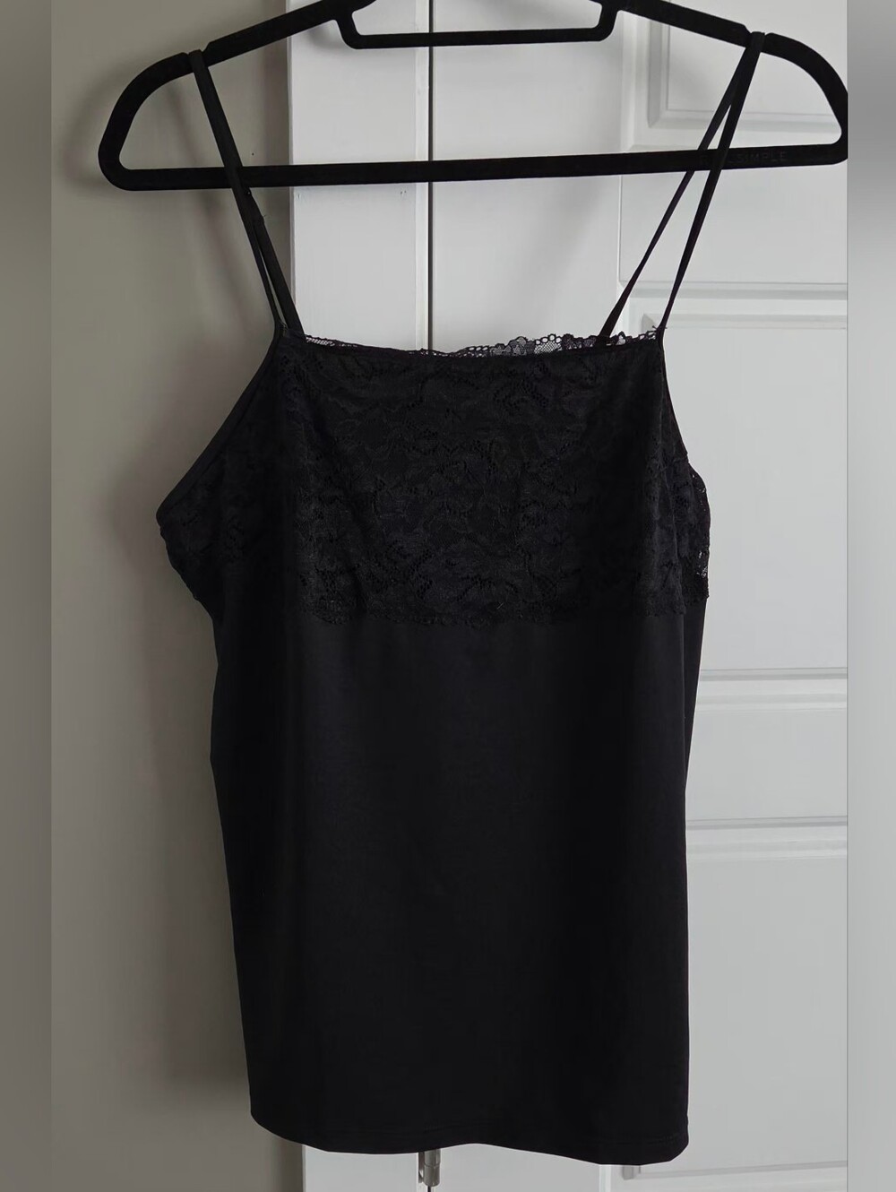 Black Lace Cami Tank Top Built-in Bra